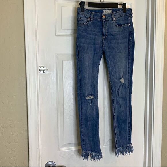 Free People great heights frayed skinny denim jeans Size 26 - Picture 4 of 10